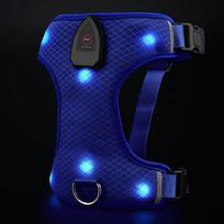 LED Atspindintis šuns krūtinės diržas USB įkraunamas Naktį šviečiantis augintinio traukimo liemenė Sprogimui atsparus saugos diržas lauko pasivaikščiojimams Mažiem ir vidutinio dydžio šunims L mėlyna