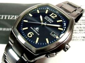 CITIZEN Circumference Attesa Eco Watch Titanium Dial Navy Tonneau Shape Watch Wrist 18.3cm black