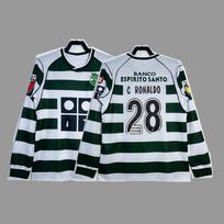 Retro Lisabonos FC 2001-03 namų marškinėliai Cristiano Ronaldo 28 trumpomis rankovėmis futbolo marškinėliai Unisex suaugusiųjų sportinė apranga Medium white