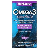 Bluebonnet Nutrition, Omega-3 Kosher Fish Oil, 2,000 mg, 120 Veggie Softgels (1,000 mg per softgel)