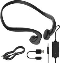 FSC Wired Bone Conduction Earphones with Rechargeable Remote Comfortable for Open Plug Extension Cable Black Microphone, Control, Ears, 3.5mm juoda