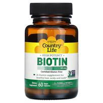 Country Life, High Potency Biotin, 10 mg, 60 Veggie Capsules