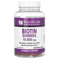 Rejuvicare, biotino gumos, avietės, 10 000 mcg, 60 guminukų (5000 mcg vienai gumai)