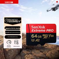 SanDisk 64GB Extreme Pro MicroSDXC Memory Card red