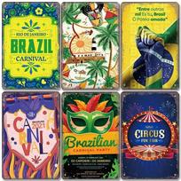 Vintažinis Brazilijos kelionių plakatas Šalies vėliava Metalinės skardinės lentelės Retro karnavalo vakarėlis Metalinė plokštė klubui, namų barui, kavinei ART Sienų dekoras 20x30cm（7.8x11.8inch） white