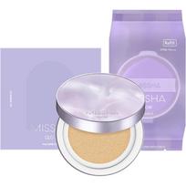 Missha Glow Layering Fit Cushion original + refill, No. 21 Vanilla, 1 set white