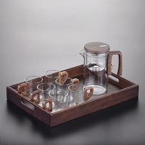 Magnetic Tea Infuser Set with Heat-Resistant Glass Teapot, Cups & Tray gray