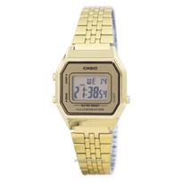 Casio skaitmeninis kvarcinis nerūdijančio plieno apšvietimas LA680WGA-9DF LA680WGA-9 moteriškas laikrodis auksas