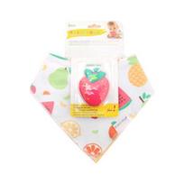Silichu Scarf Bib + Teething Set 1173, No Teeth (3 months or more), Strawberry, Korean baby products beige