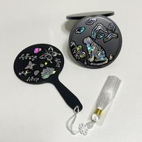 DIY Mother-of-pearl Sticker Hand Mirror Making Kit Portable Mother-of-pearl Lacquerware pink gray