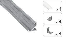 LED profilis BARDE – kampinis aliuminis anoduotas LED profilis juostai, 2 m, komplektas
