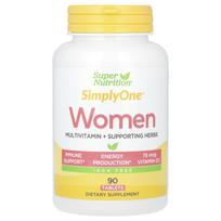 Super Nutrition, SimplyOne, Women's Multivitamin + Health-Promoting Herbs, Iron-Free, 90 Tablets