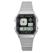 Casio Vintage Skaitmeninis Nerūdijančio Plieno Kvarcinis A130WE-1A Unisex Laikrodis juoda