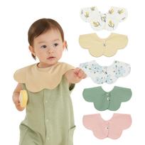 Konny Bib Set of Baby Bib Rolling Quick Baby Baby Stylish 5 Sage [Konny] 5, 360° Bib, Absorbent, Drying, Simple, Girls, Boys, Coordination, Shower, beige