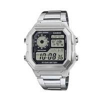 CASIO Custom Collection AE 1200WHD 1A Elektroninis mechanizmas Metalinė apyrankė Laikrodis Unisex Juodas ciferblatas AE-1200WHD-1A(Watch4--) black
