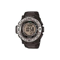 Casio Pro Trek Serijos Skaitmeninis Ekranas 200M Vandeniui Atsparus Saulės Energija Veikiantis Atominių Laikrodžių Saulės Kvarco Mechanizmas Dervos Dirželis Vyriški Laikrodžiai Juodas PRW-3500-1CR Black Strap black