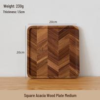 Acacia Wood Herringbone Square Serving Trays brown