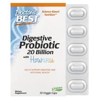 Doctor's Best, contains 20 billion digestive probiotics, contains Hawaru, 30 veggie capsules