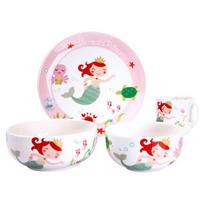 ZEN Kiddy Dinnerware Set 4p, Little Mermaid, Air + Bowl + Plate + Mug, Popular Korean parenting items white
