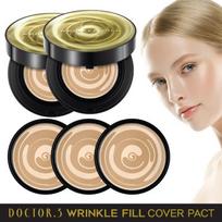 Dr. 3 Wrinkle Peel Cover Pact (main product 10g * 2 + refill 10g * 3), No. 21/No. 21 (light beige), 1 pc. white