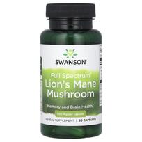 Swanson, viso spektro spiralinis manės grybas, 500 mg, 60 kapsulių