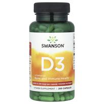 Swanson, vitaminas D3, 2000 TV, 250 kapsulių