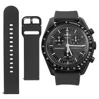20 mm laikrodžio apyrankė ir lengvai keičiama dirželis ir Unisex laikrodžio dirželis [Ylfcly] Omega, Swatch, Moonswatch, Speedmaster, Nato®/Silikoninė Omega, juoda