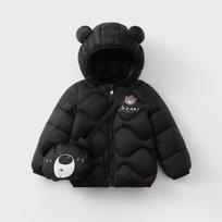 Kids Short Hooded Bunny Ears Cotton Padded Coat For Boys Girls 110cm juoda
