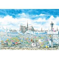 Paris Notre Dame Cathedral (mini) jigsaw puzzle illustration 2000 pieces, popular Korean puzzle blue