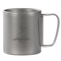 CAPTAIN STAG Lauko puodelis termosas Dvigubas puodelis 300ml Sulankstoma rankena Tuščiavidurė konstrukcija Lengvas Titano Pagaminta Japonijoje Pagaminta Tsubame-Sanjo UH-4505 gray