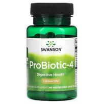 Swanson, Probiotic-4, 3 milijardai KSV, Embo Caps AP daržovių kapsulės, 60 tablečių