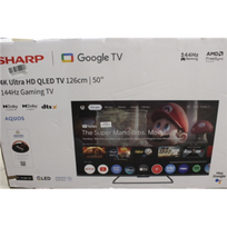 SALE OUT. Sharp 50HR7265E 50" (126cm) QLED 144Hz 4K Ultra HD Google TV, Dolby Vision, Dolby Atmos, Central Stand | SALE OUT. | Sharp 50HR7265E | 50 | Smart TV | Google TV | Black | DAMAGED PACKAGING, USED