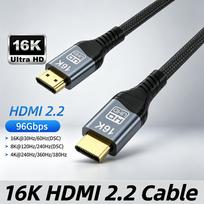 16K HDMI 2.2 itin spartus laidas, 96Gbps pralaidumas 16K@60Hz 8K@240Hz 4K@480Hz, Suderinamas su nešiojamuoju kompiuteriu, staliniu kompiuteriu, HDTV, žaidimų monitoriumi, projektoriumi, PS5 ir kt. 2m