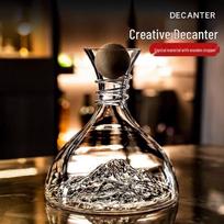 OLOEY Crystal Iceberg Wine Decanter with Wood Stopper brown