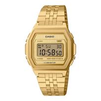 Casio Vyriškas nerūdijančio plieno vandeniui atsparus skaitmeninis žadintuvo kvarcinis laikrodis A1000G-9 auksas