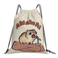 Awawa Angry Screaming Rock Hyrax Backpacks Multi-function Drawstring Bags Sports Bag Book Bags for Man Woman Students One Size beige