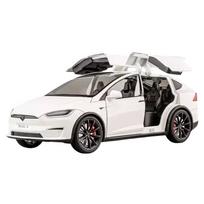 Tesla Model X 1:24 mastelio metalinis traukiamas automobilio modelis - Baltas (Aukščiausios kokybės lydinio visureigio replika) gray