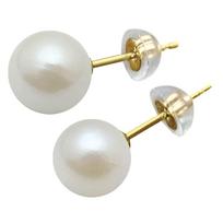Akoya Pearl and various sizes choice of genuine pearls Earrings, 6.0mm up, available, metal Gold/Platinum (K18/Pt900), (K18, 7.0-7.5mm) beige