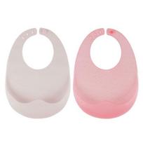 Yekko Mom jelly silicone bib 2-piece set, creamy red, baby pink, 1 set white
