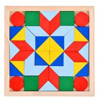 Hexagon Tangram Puzzle Wooden Toy 7 Piece Set For Kids And Adults Attention Training Montessori Inspired Classroom Tool red