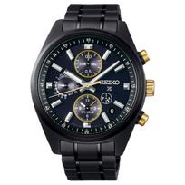 SEIKO PROSPEX SPEEDTIMER serija 100 metrų atsparus vandeniui saulės energija veikiantis kvarcinis plieninė apyrankė 42 mm vyriškas laikrodis juodas ciferblatas SSH169 juoda