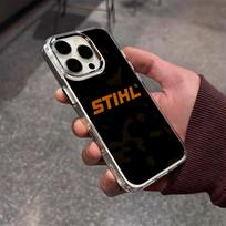 S-STIHLs Grandininio pjūklo logotipas Telefono dėklas IPhone 17 Air 16 E 15 14 13 12 11 Plus Pro Max Galvanizuotas Skaidrus Minkštas Dėklas iPhone 16e