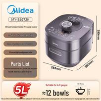Midea IH Smart 5L Electric Pressure & Rice Cooker CN plug (adapter included) gray
