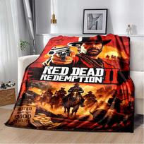Red Dead Redemption 2 Western Cowboy Poster Flannel Blanket Wild West Game Print Throw Blanket Gamer Bedroom Warm Sofa Decor Rug 80cmx120cm red