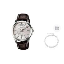 CASIO moteriškas baltas laikrodis MTP-1381L-7A- Brown Strap white