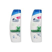 Head & Shoulders Shampoo 500ml 2-Pack Menthol Fresh Head & Shoulder Anti-Dandruff Shampoo Cool MENTHOL 16.9 oz. white