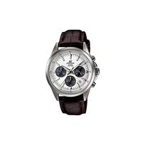 Casio EDIFICE serijos paprastas kasdienis madingas laikrodis, kvarcinis mechanizmas, odinis dirželis, Japonijos ir Korėjos laikrodis, vyriškas laikrodis, sidabrinis ciferblatas EFR-527L-7AV sidabras
