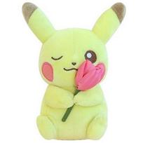 Pikachu pliušinis su pokemono gėle, 17 cm, mišrios spalvos, populiarūs korėjiečių žaislai mažiems vaikams beige