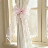 French Lace Pearl Bow Tie Curtain Tieback Nordic Style Sheer Curtain Decorative Rope Holdback Handmade Tassel Strap Window Curtain Accessories 1pc beige