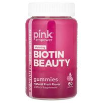 Pink, biotin beauty gummies, natural fruit, 60 gummies